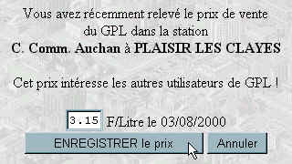 Saisissez le prix et enregsitrez-le